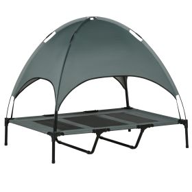 48" x 36" Elevated Portable Dog Cot Cooling Pet Bed with UV Protection Canopy Shade (Color: Black)