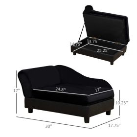 PawHut Pet Sofa Bed Couch With Storage, Pet Sofa For Cats And Small Dogs (Color: Black)