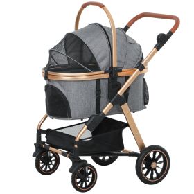 3 In 1 Dog Stroller With Detachable Cabin, 4 Wheel Folding Lightweight Pet Stroller (size: small)