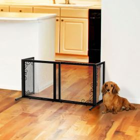Richell Small Freestanding Metal Mesh Pet Gate (Color: Blaack)