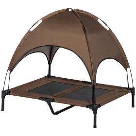 Elevated Portable Dog Cot Pet Bed with UV Protection Canopy Shade, 36 inch (Color: coffee)