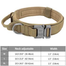 Tactical Pet Collar; Dog Collar With Handle; Military Heavy Duty Dog Collars For Medium Large Dogs (Option: Khaki  L)