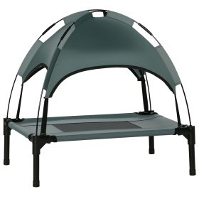 Elevated Dog Bed with Removable Canopy, Outdoor Dog Cot with UV Protection Canopy Shade, Pet Bed for Camping, Gray (Color: gray, size: 24Inch)