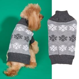 Snowflake Brown Gray Autumn And Winter New Dog Christmas Sweater (Option: Gray-XL)